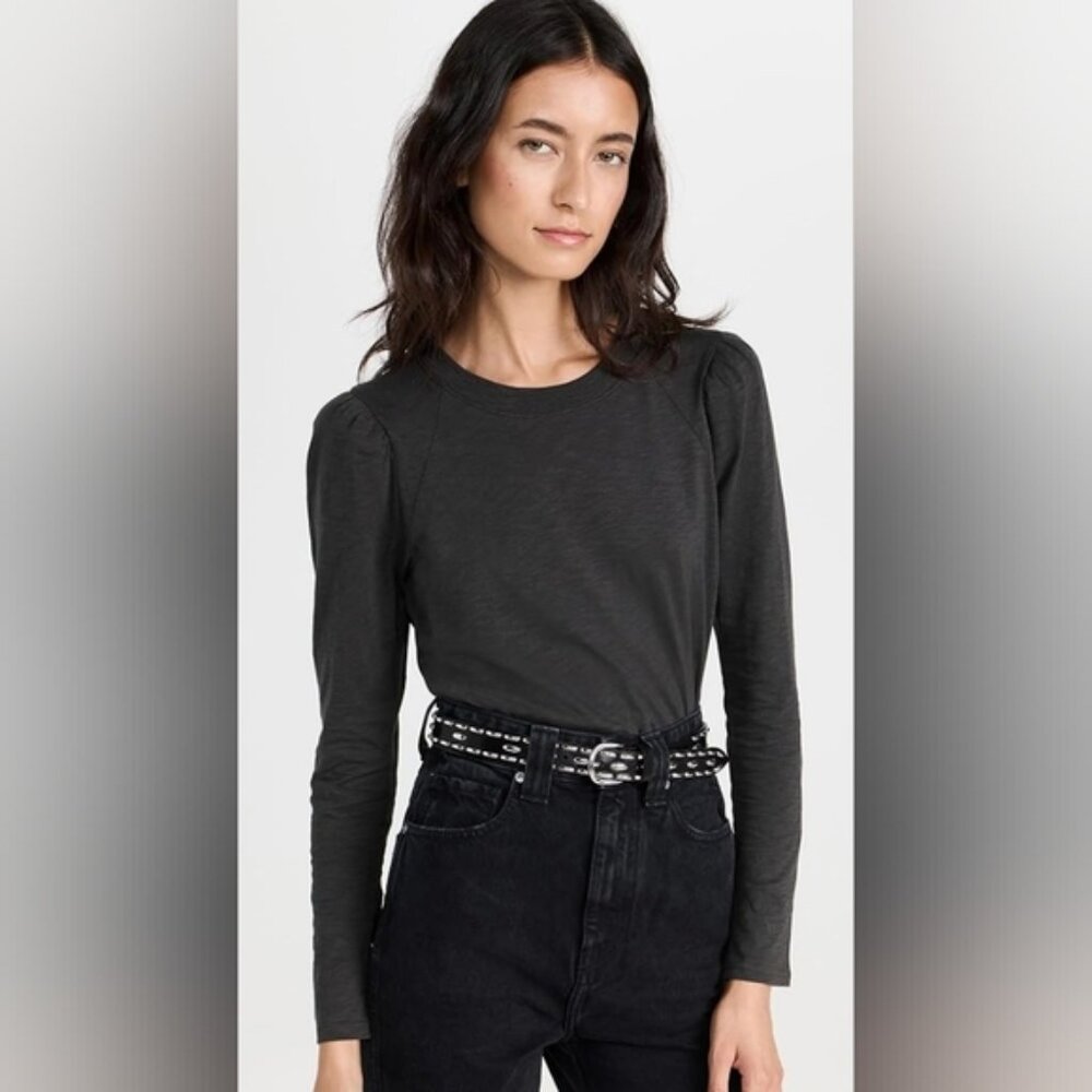 Veronica Beard Jeans 100% Pima Cotton Mason Baseball Shirt Charcoal Grey Size XL